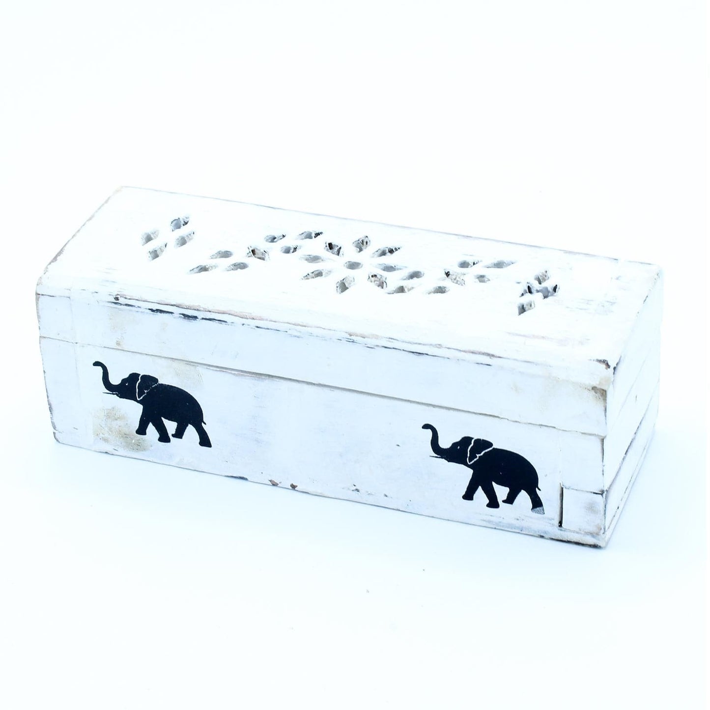 White Washed Incense Holder - Cone Smoke Box 15 cm - best price from Maltashopper.com WWIH-06
