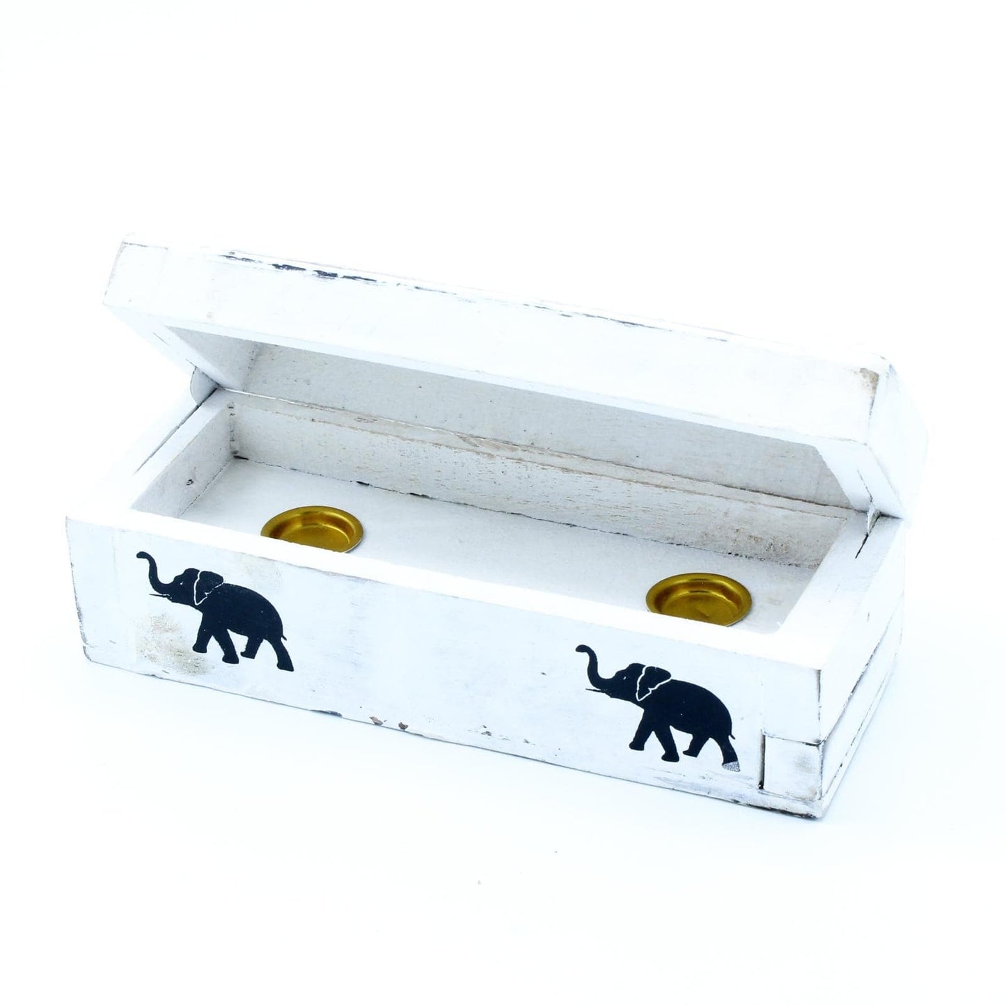 White Washed Incense Holder - Cone Smoke Box 15 cm - best price from Maltashopper.com WWIH-06
