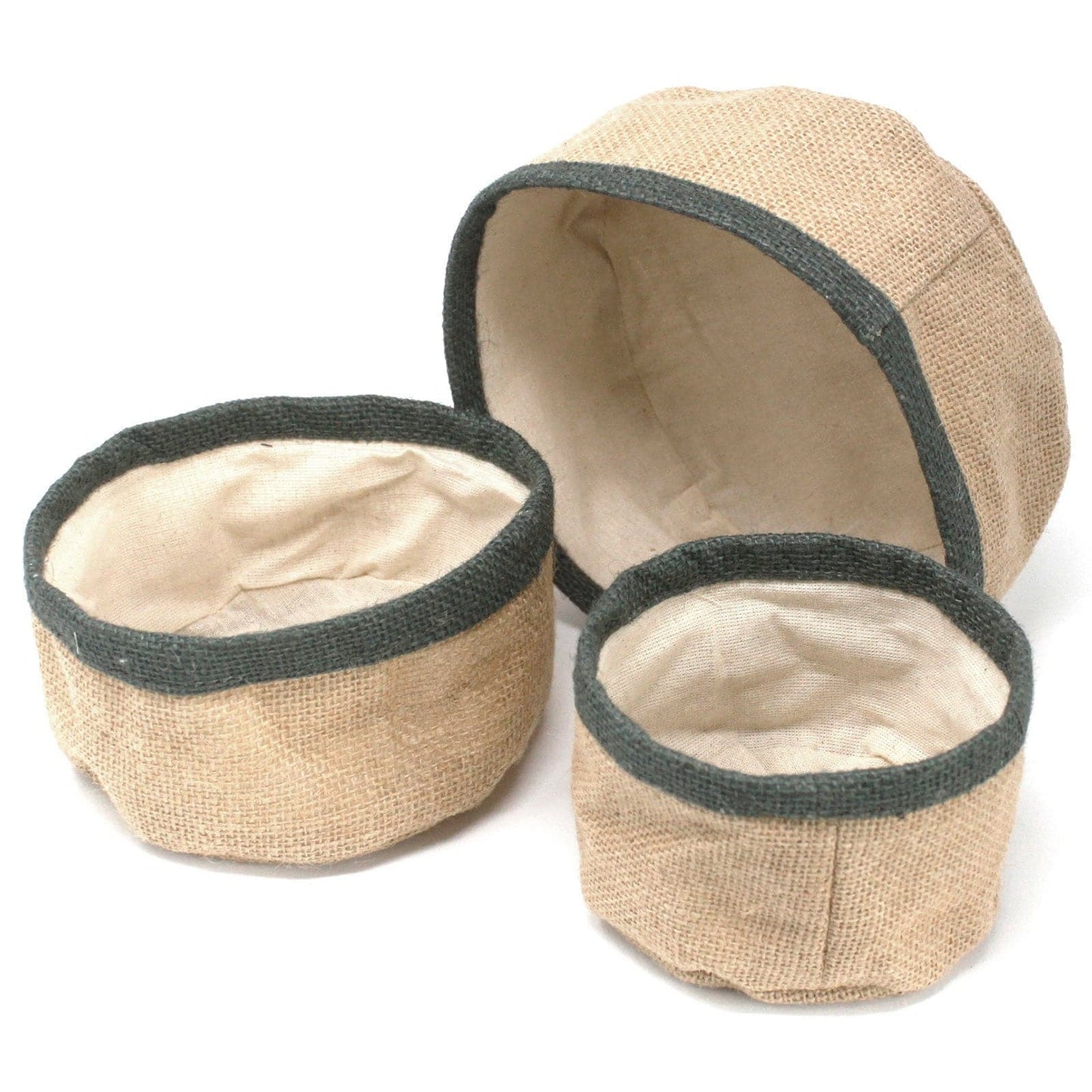 Bliss Set of 3 Natural Jute Baskets - Charcoal