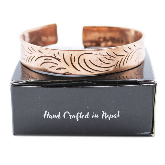 Copper Tibetan Bracelet - Wide Tribal Swirls - best price from Maltashopper.com TMB-07