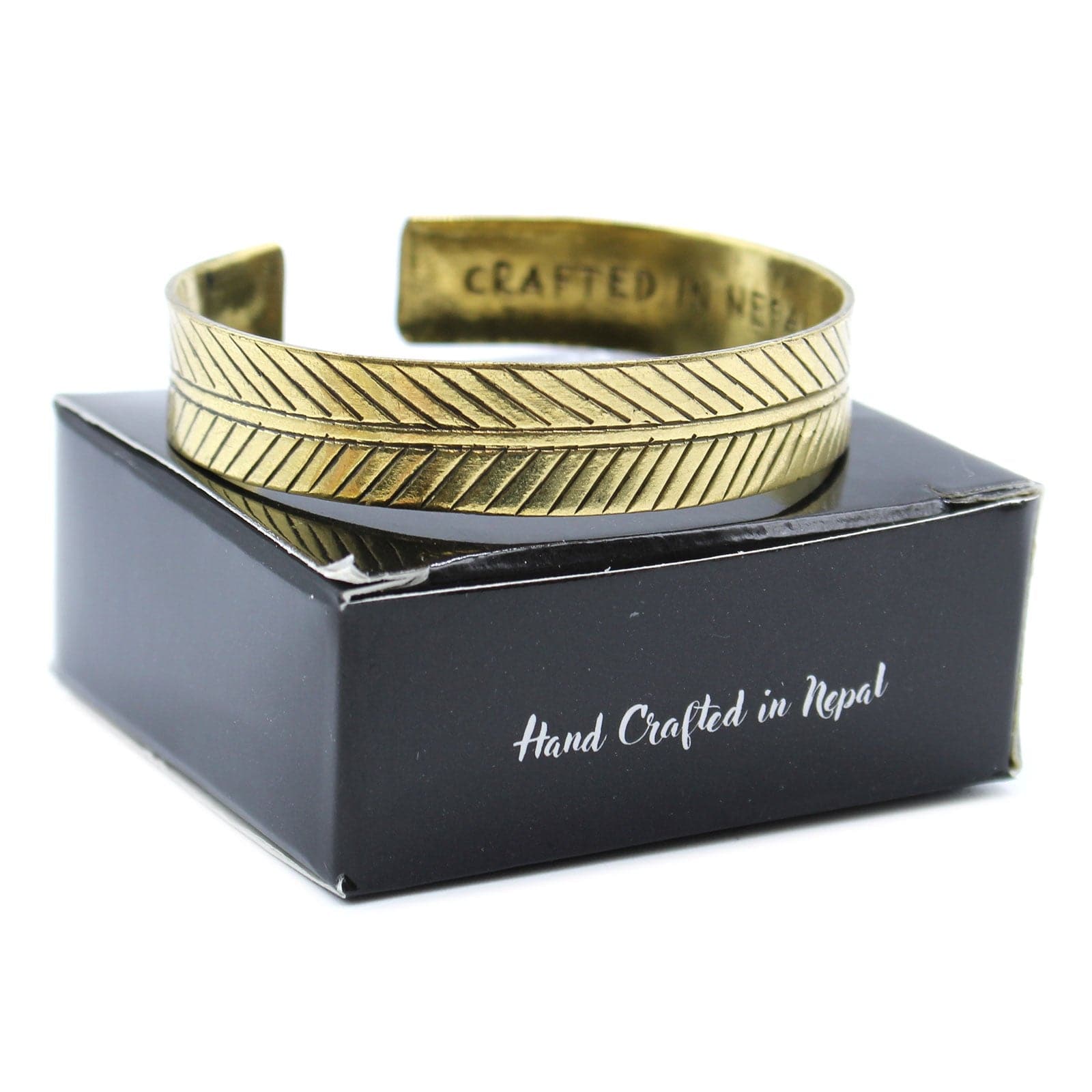 Bliss Brass Tibetan Bracelet - Wide Tribal Leaf