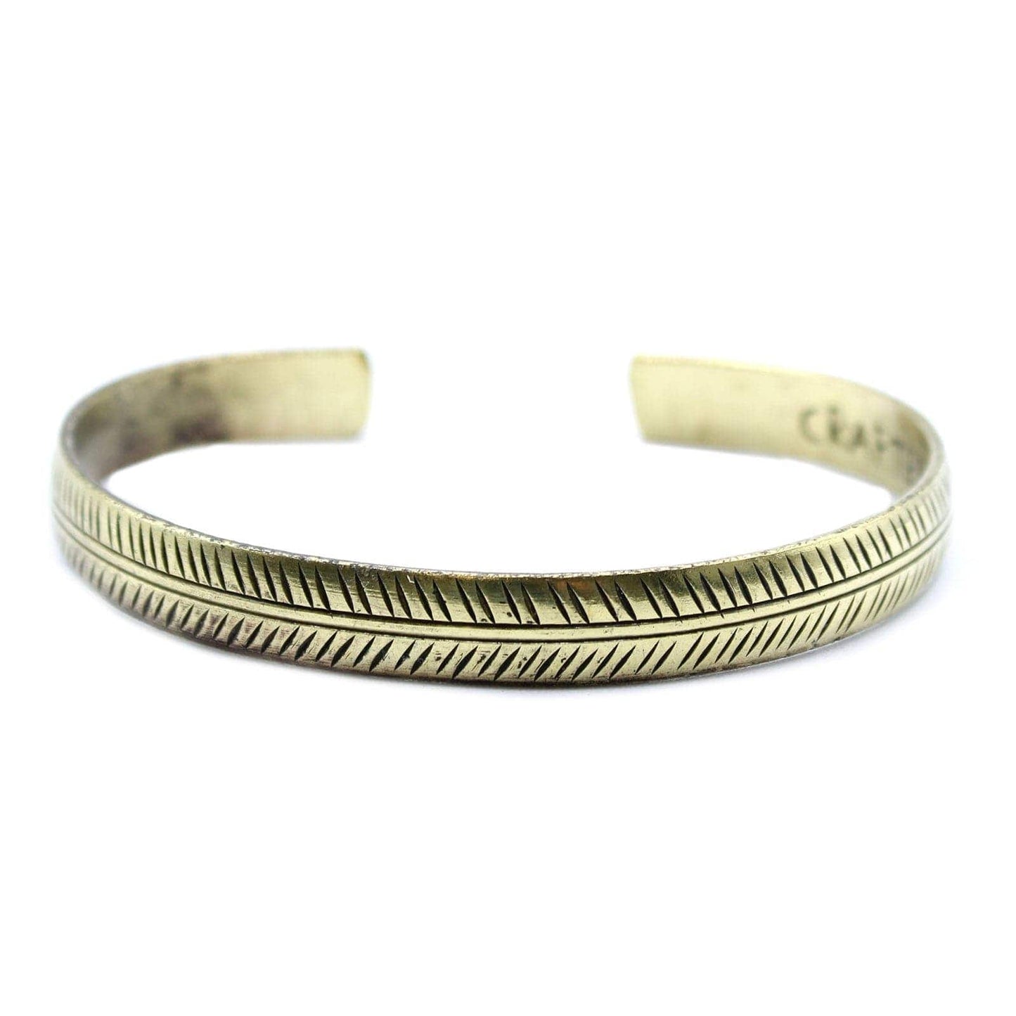 Bliss Brass Tibetan Bracelet - Slim Tribal Leaf