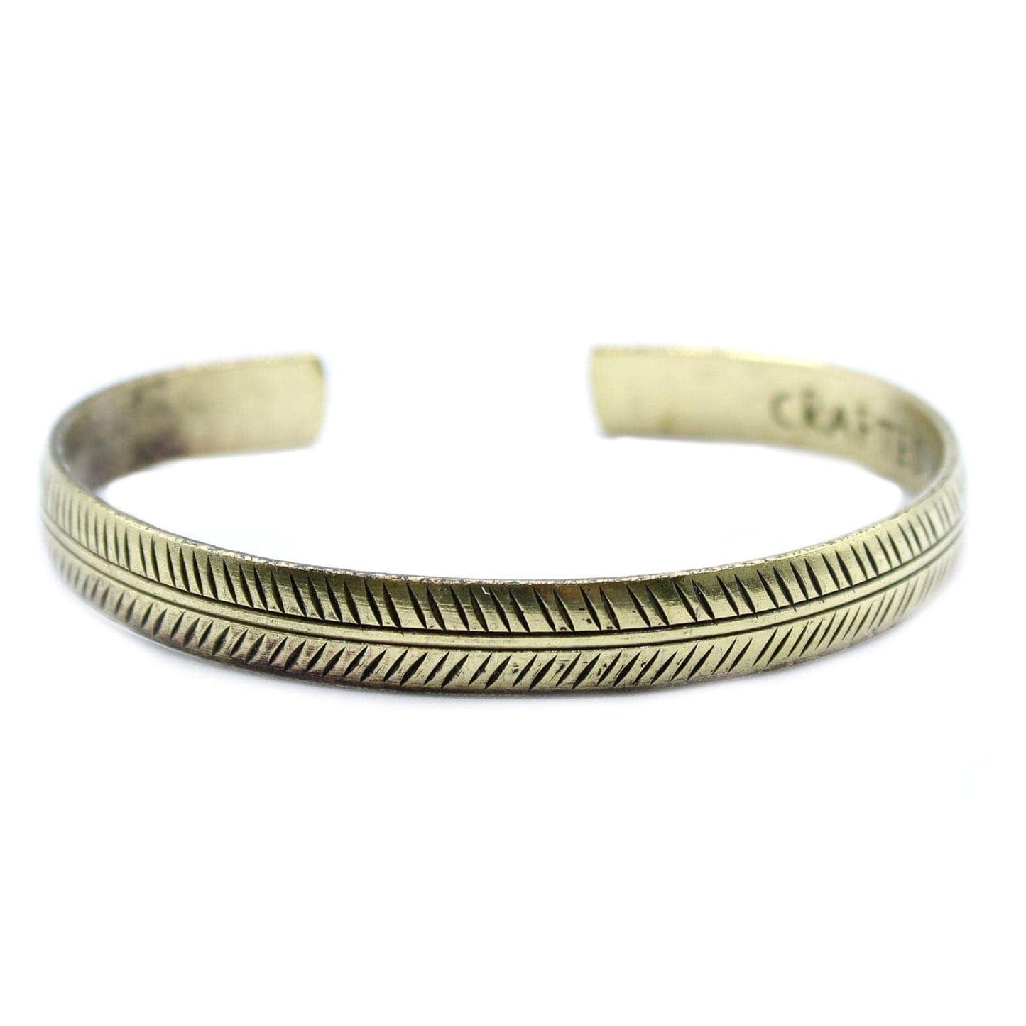 Bliss Brass Tibetan Bracelet - Slim Tribal Leaf