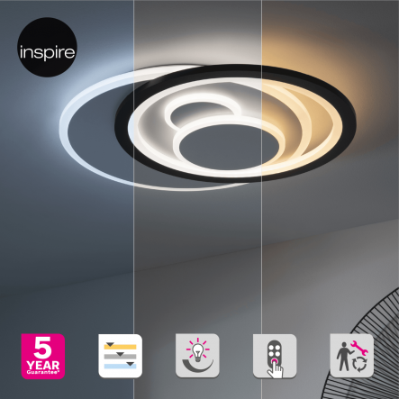 CEILING LIGHT CURRY METAL BLACK & WHITE 51X43X6CM LED 5200LM CCT DIMMABLE - Premium Ceiling Lights from Bricocenter - Just €169.99! Shop now at Maltashopper.com