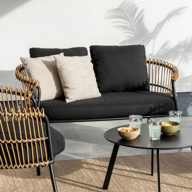 Casa LARGOW Divanolounge black, natural H 72 x W 147 x D 82 cm