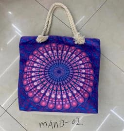 Rope Handle Mandela Bag - Purple Blue - best price from Maltashopper.com MAND-02