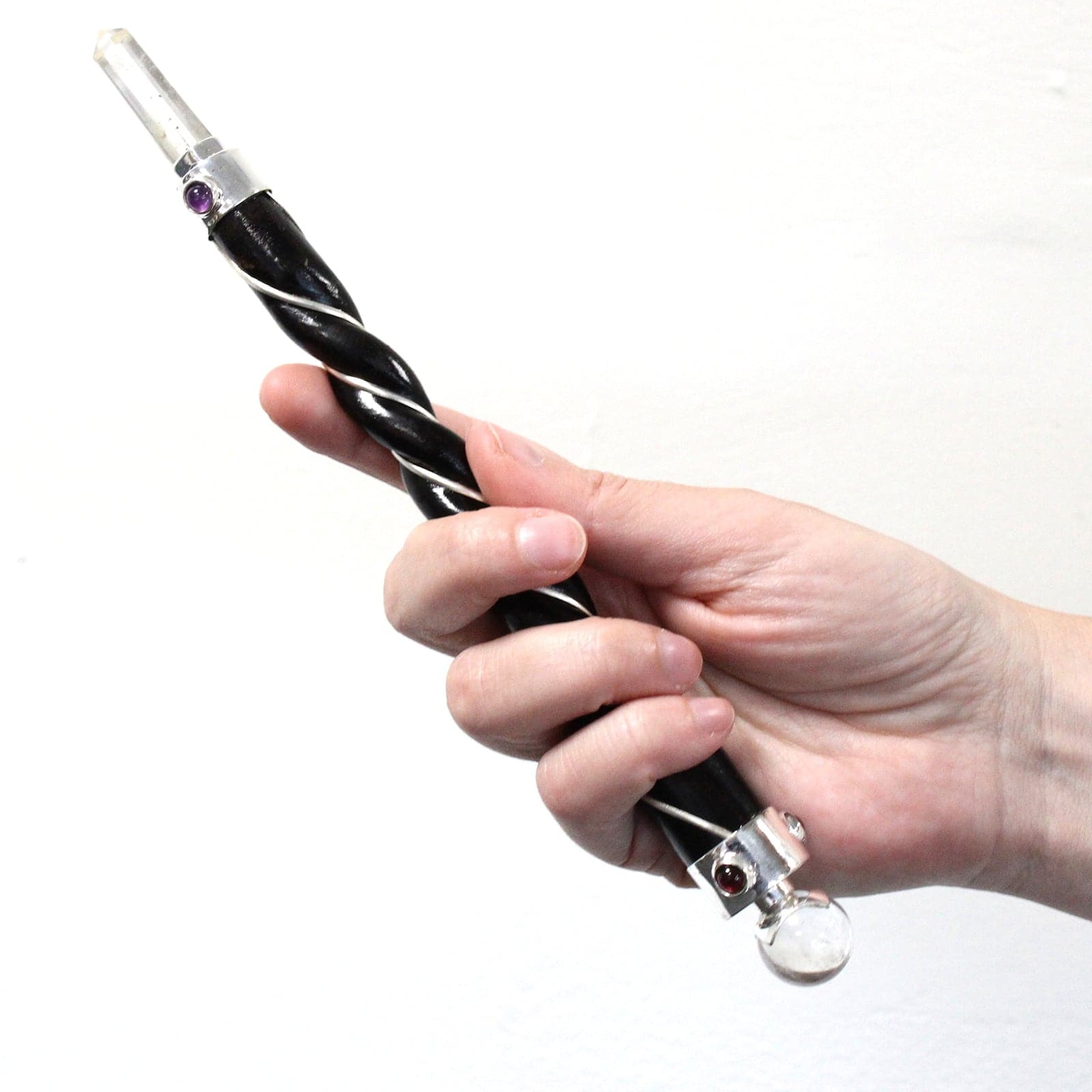 Twisted Healing Wand - Silver Amethyst Sphere - best price from Maltashopper.com HWAND-50