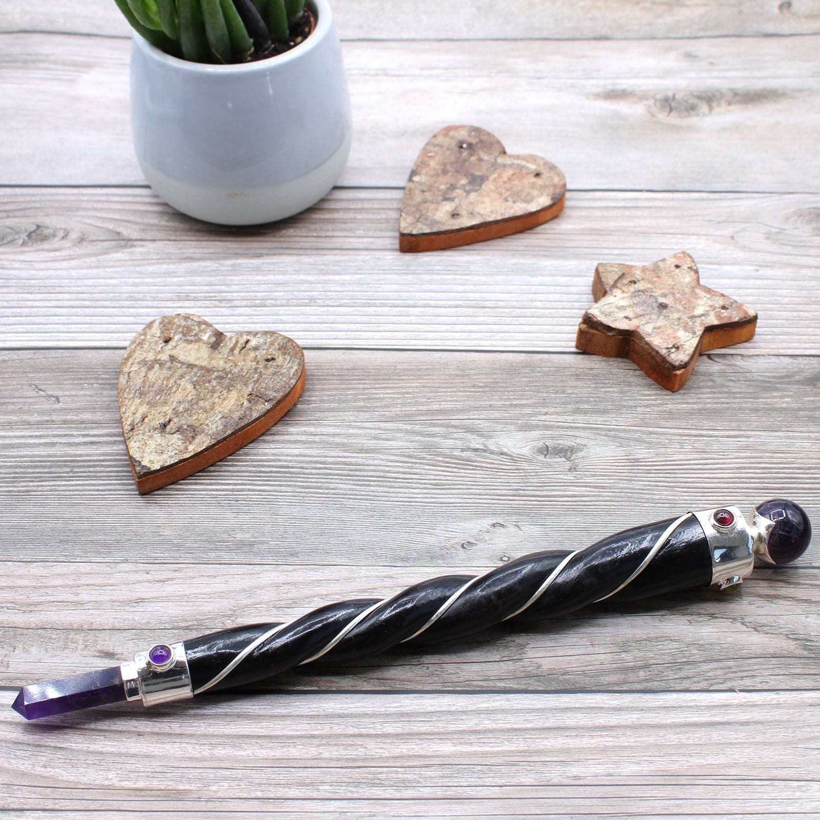 Twisted Healing Wand - Silver Amethyst Sphere - best price from Maltashopper.com HWAND-50