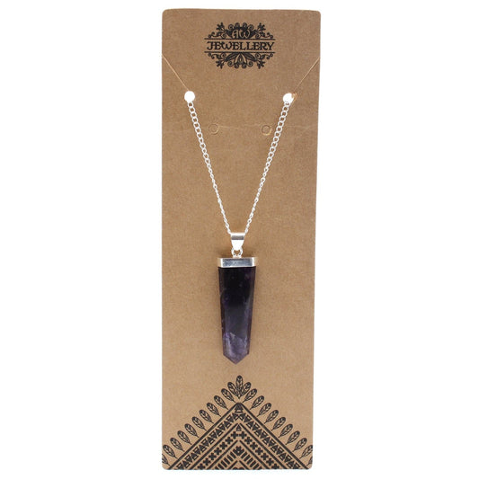 Gemstone Flat Pencil Pendant - Amethyst - best price from Maltashopper.com GPJ-08