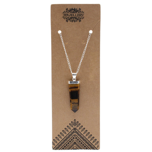 Gemstone Flat Pencil Pendant - Tiger Eye - best price from Maltashopper.com GPJ-09