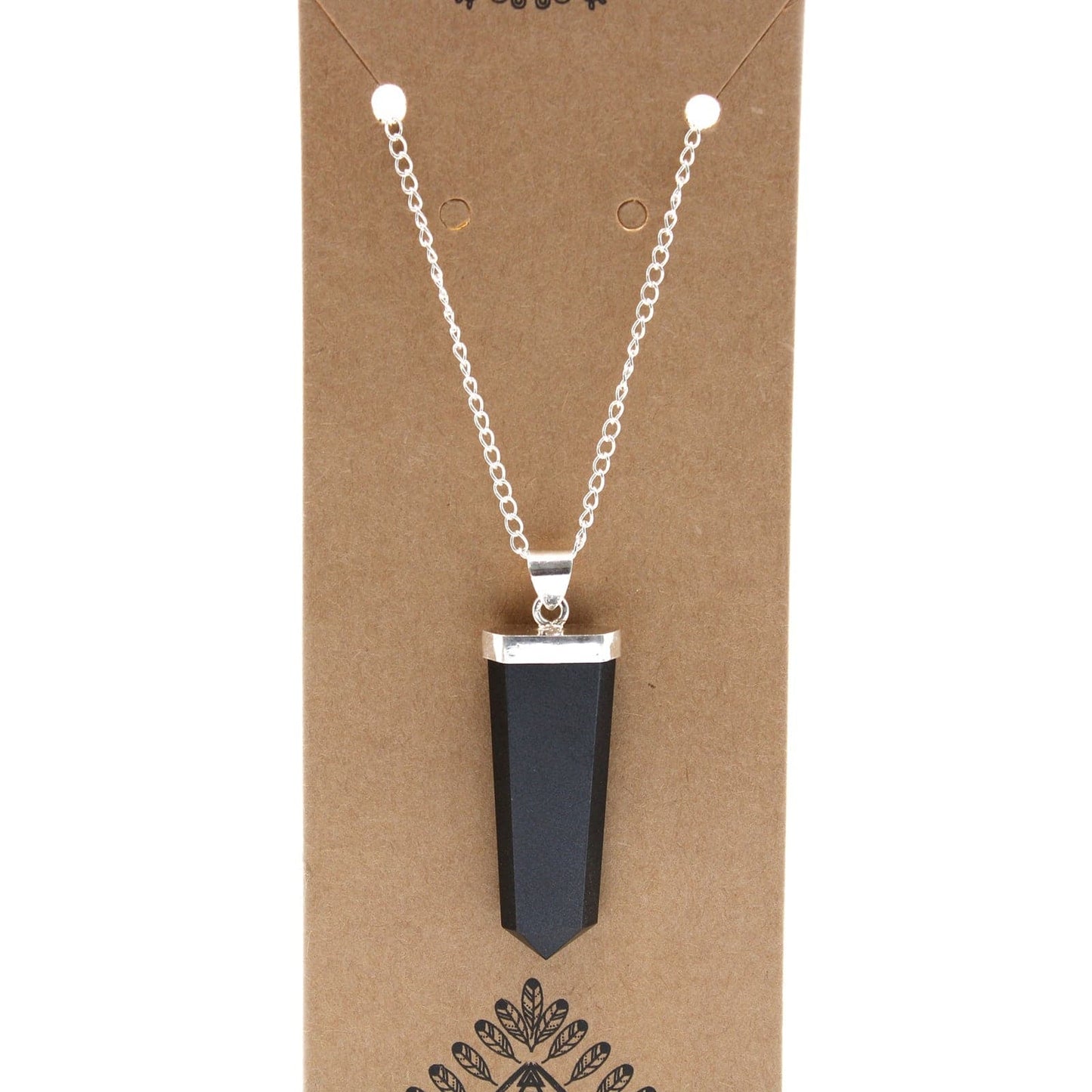 Gemstone Flat Pencil Pendant - Black Agate - best price from Maltashopper.com GPJ-10