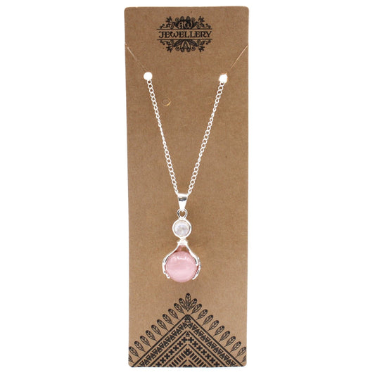 Gemstone Healing Hands Pendant - Rose Quartz - best price from Maltashopper.com GPJ-12