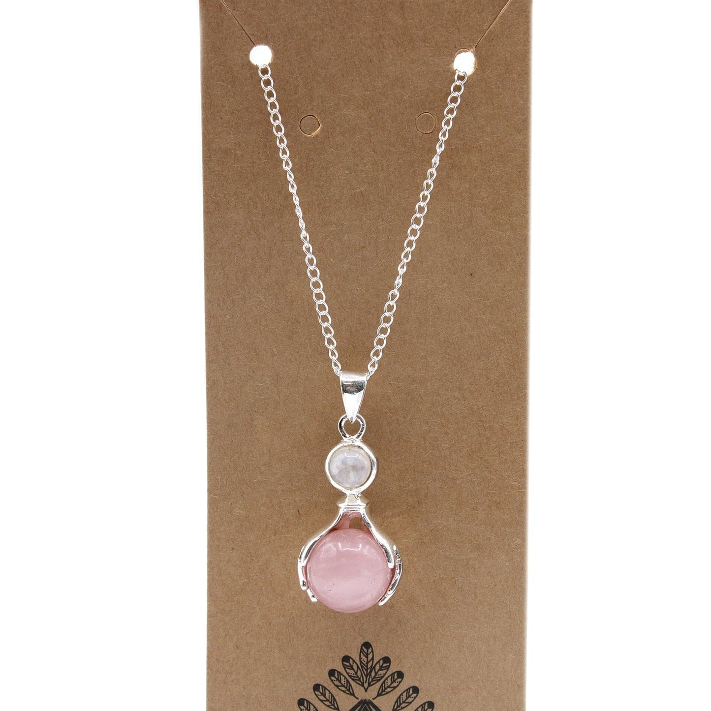 Gemstone Healing Hands Pendant - Rose Quartz - best price from Maltashopper.com GPJ-12