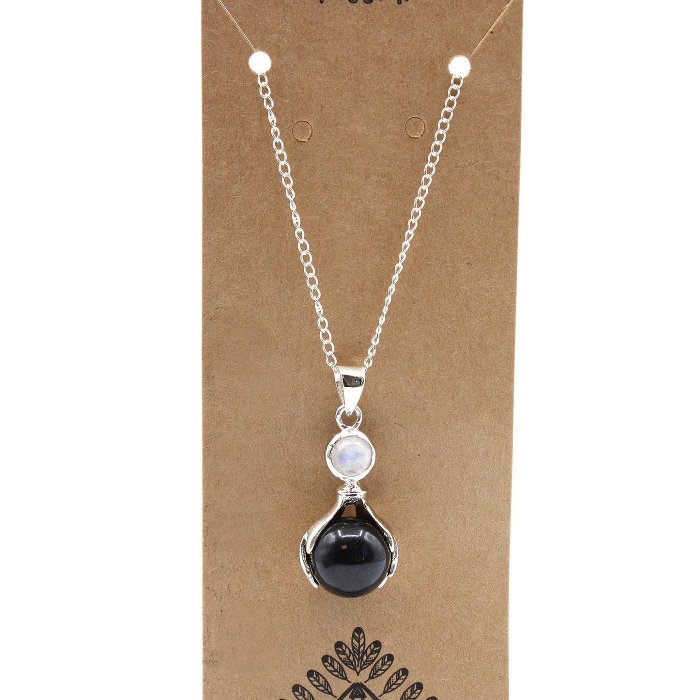 Gemstone Healing Hands Pendant - Black Agate - best price from Maltashopper.com GPJ-15