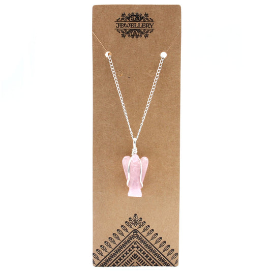 Gemstone Guardian Angel Pendant - Rose Quartz - best price from Maltashopper.com GPJ-17