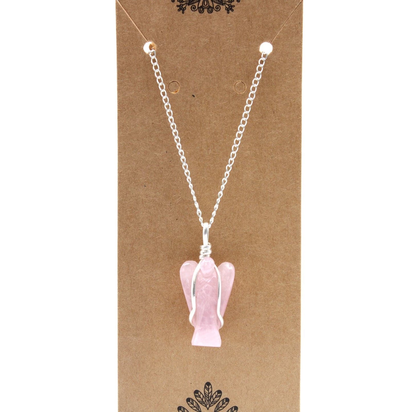 Gemstone Guardian Angel Pendant - Rose Quartz - best price from Maltashopper.com GPJ-17