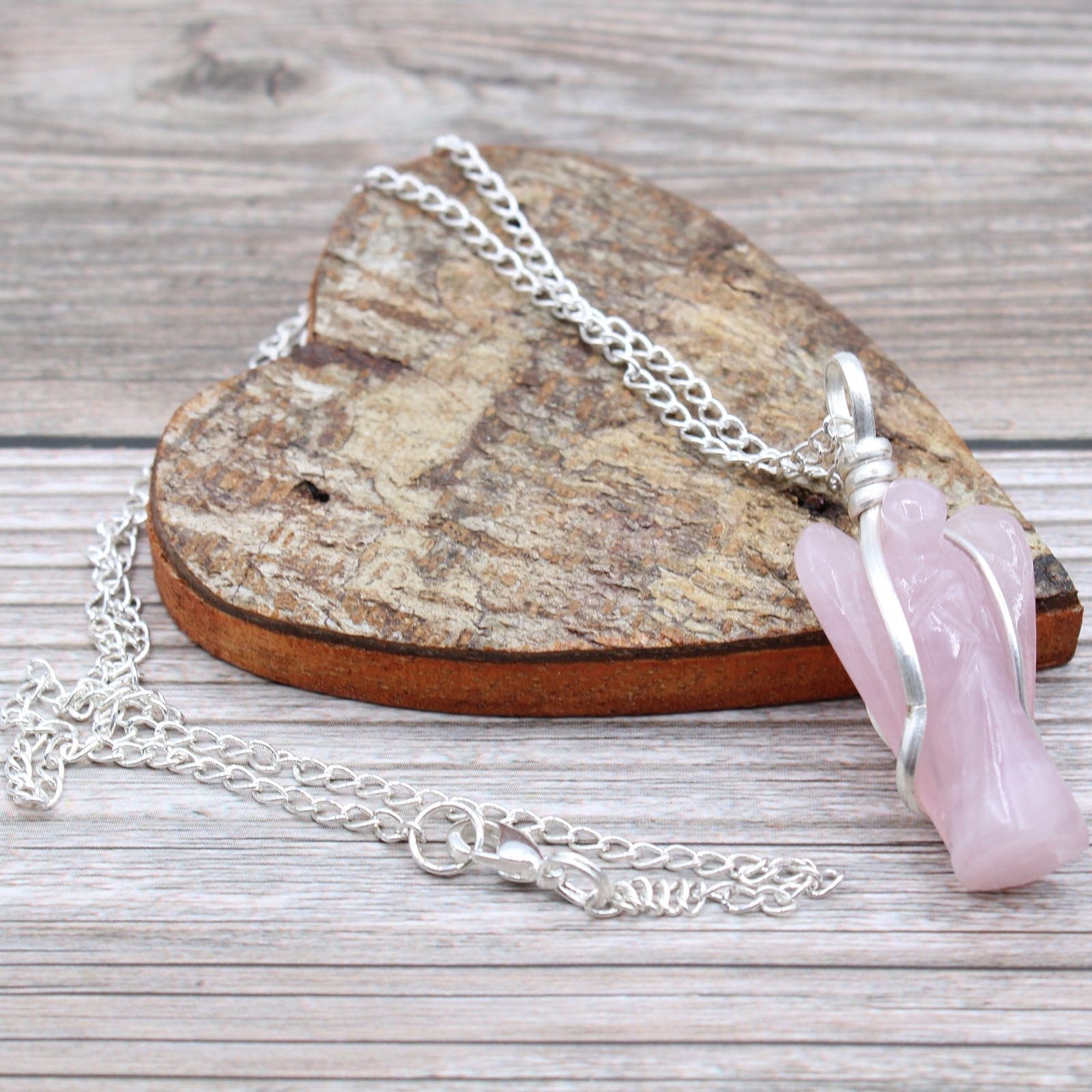 Bliss Gemstone Guardian Angel Pendant - Rose Quartz