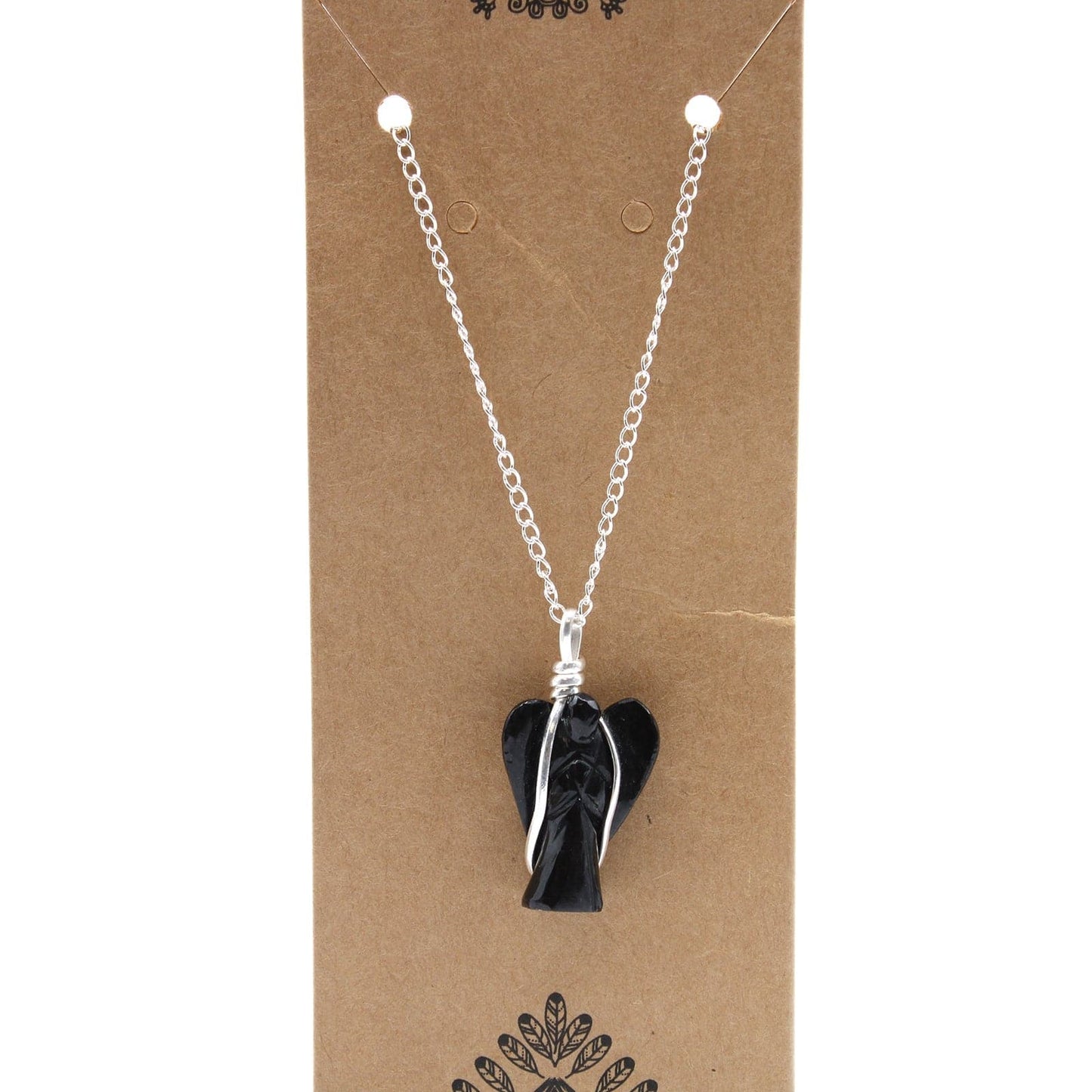 Bliss Gemstone Guardian Angel Pendant - Black Agate