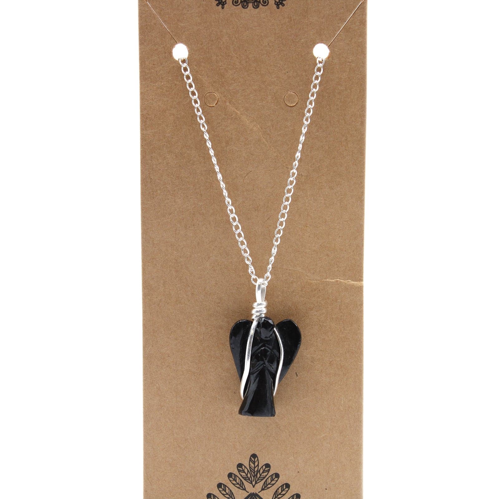 Bliss Gemstone Guardian Angel Pendant - Black Agate