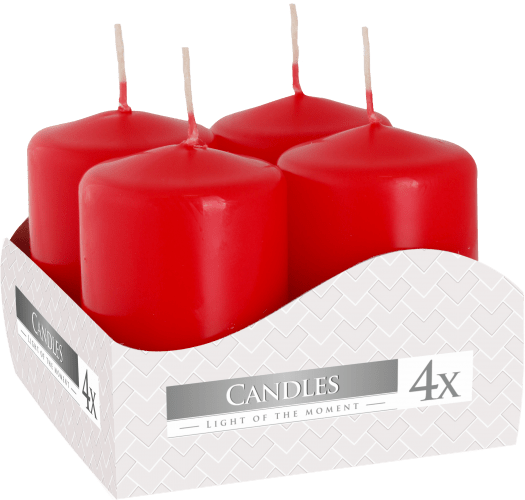 Bliss Set of Pillar Candles 40x60mm (4 pieces) - Red