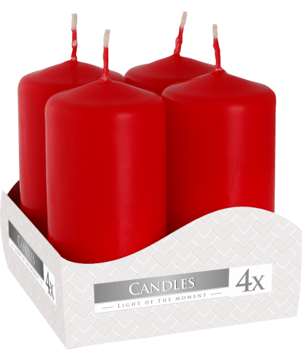 Bliss Set of Pillar Candles 40x80mm (4 pieces) - Red