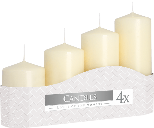 Bliss Set of Pillar Candles 50mm (11/16/22/33H) (4 pieces) - Ivory