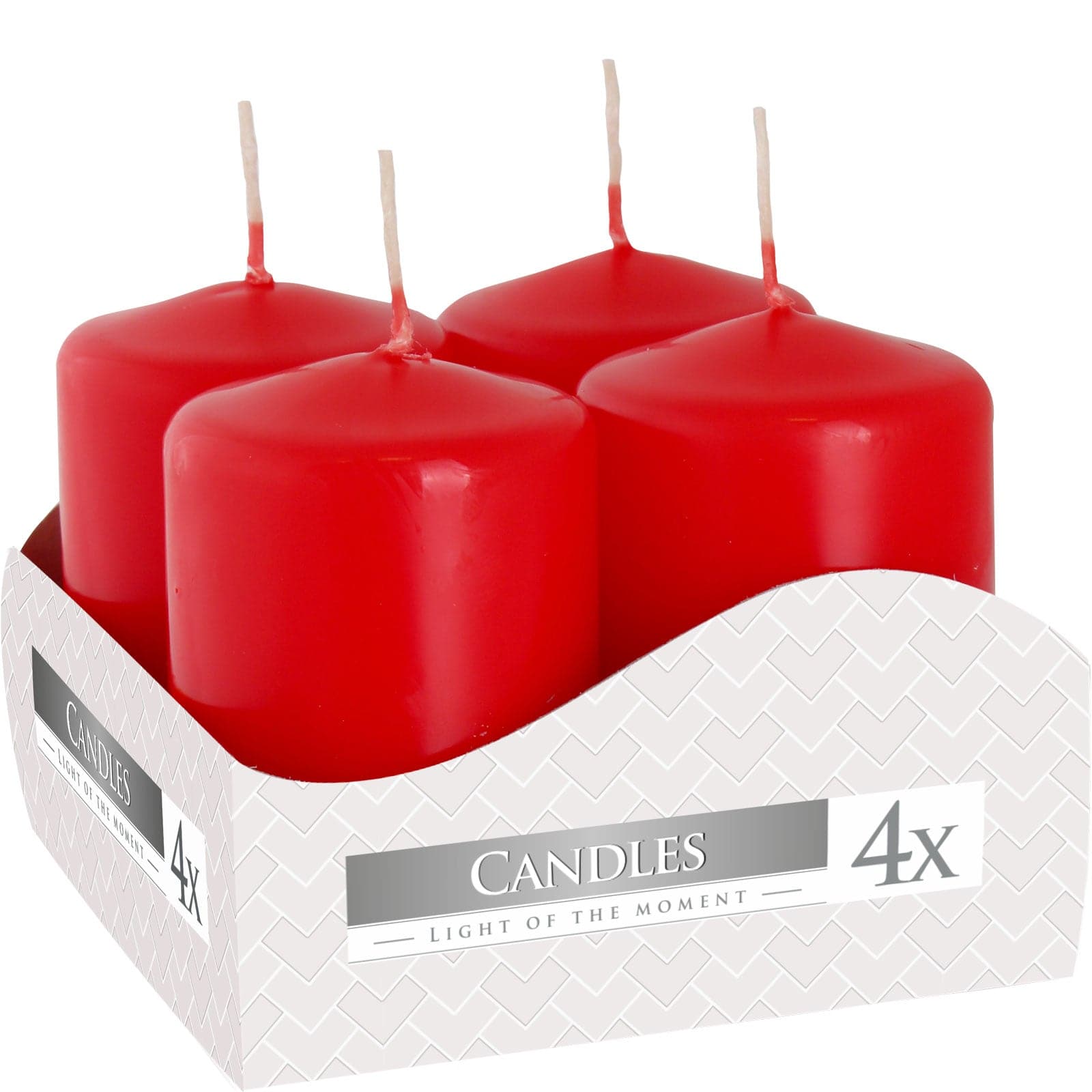 Set of Pillar Candles 40x60mm (4 pieces) - Red - best price from Maltashopper.com PC-02