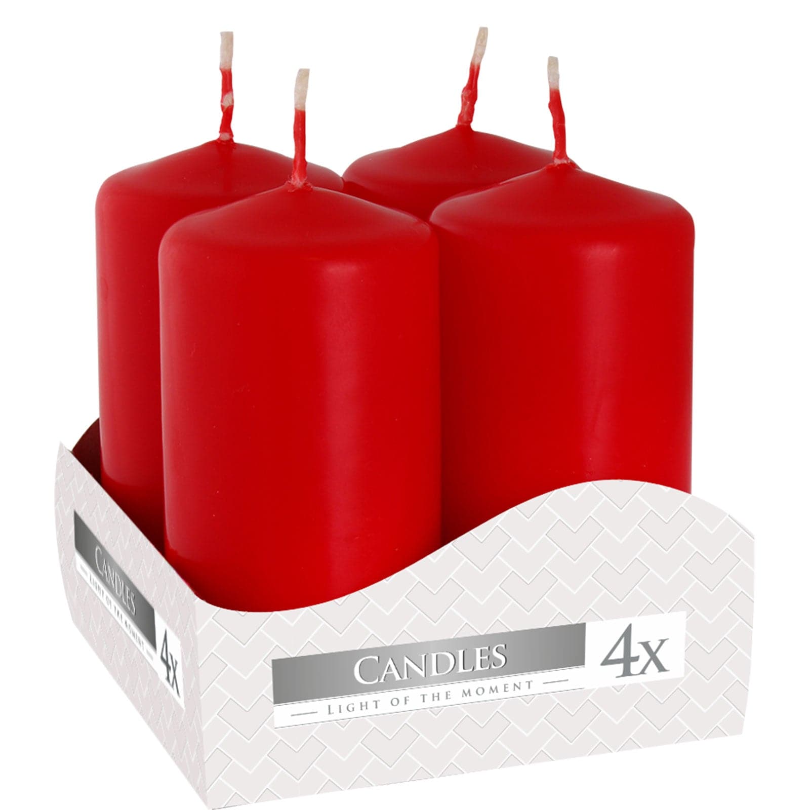 Set of Pillar Candles 40x80mm (4 pieces) - Red - best price from Maltashopper.com PC-04