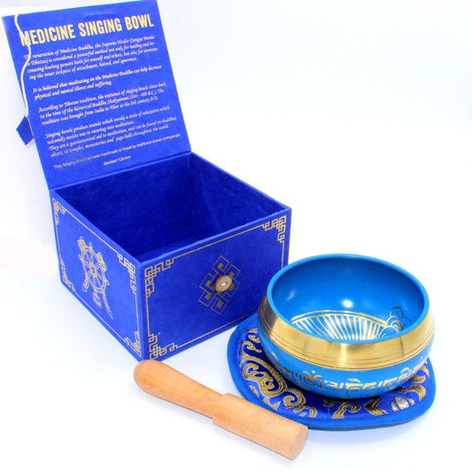 Medicine Buddha Singing Bowl Set 10cm (min 500gm) - best price from Maltashopper.com TIBS-10