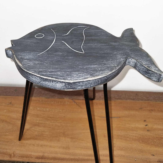 Albasia Wood Fish Stand - Greywash - best price from Maltashopper.com HPS-08