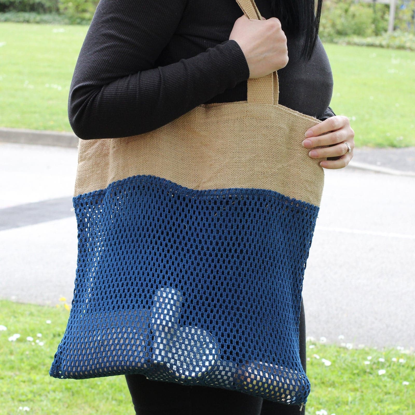 Pure Cotton Mesh Bag - Denim - best price from Maltashopper.com MESHB-02