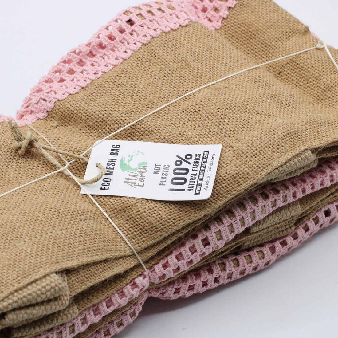 Pure Soft Jute and Cottong Mesh Bag - Rose - best price from Maltashopper.com MESHB-08