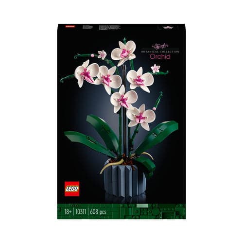 LEGO Icons Orchid Artificial Plant Building Set, Botanical Collection