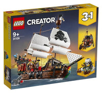 LEGO Creator 3in1 Pirate Ship Building Set - Toy Ship with Inn, Skull Island, Featuring 4 Minifigures, Shark Figure