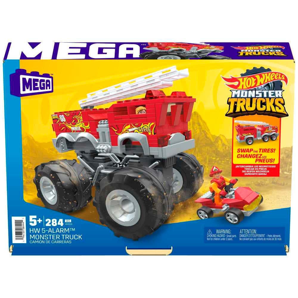 MEGA Hot Wheels Monster Truck Building Toy Playset, 5-Alarm Fire Truck With 1 Micro Action Figure