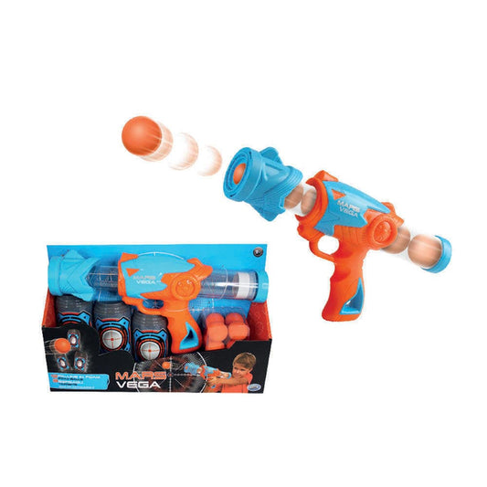 Mars - Vega Shooting gun cm 29 * 5.5 * 14 with 3 targets and 12 foam balls