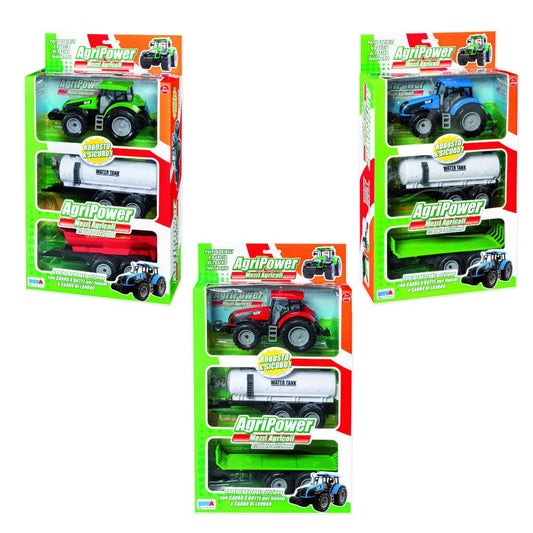 Toys AGRIPOWER TRACTOR WITH 2 CLUTCH TROLLEYS