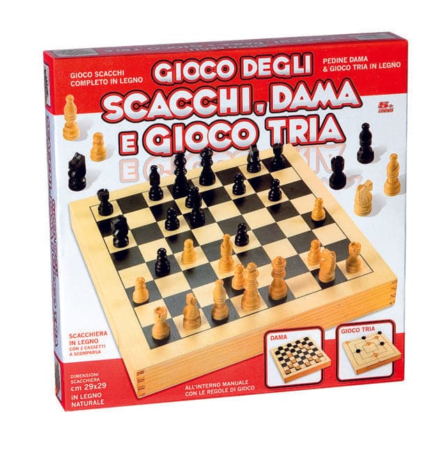 Wooden Checkers And Tic Tac Toe Chess 29 X 29 Cm - best price from Maltashopper.com RST8223