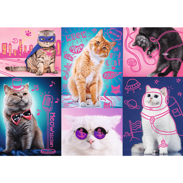 Toys Puzzle da 1000 Pezzi - Neon Color Line: Super Cats