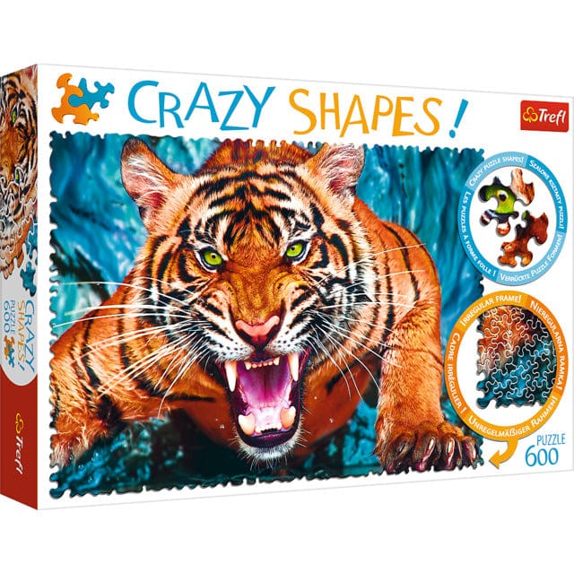 Toys 600 Piece Puzzle - Crazy Shapes: Face to Face with a Tiger