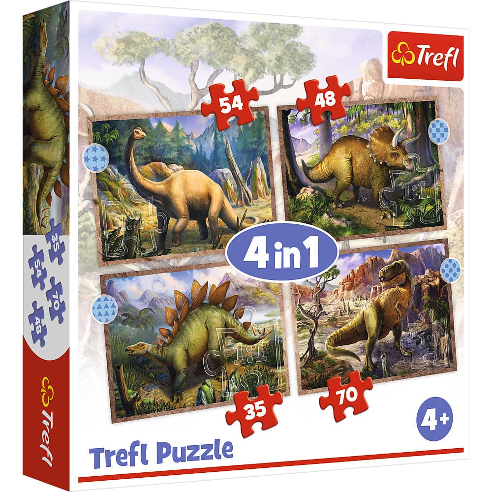 4 Puzzles In 1 Interesting Dinosaurs
