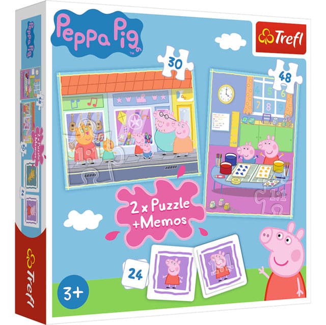 2 Puzzle In 1 + Memos Peppa Pig: Peppa&#39s Day