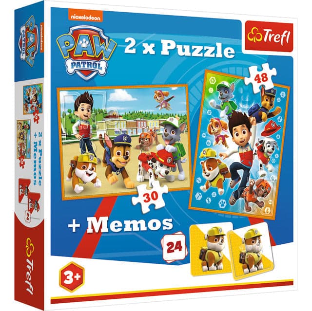 2 Puzzles In 1 + Memos Paw Patrol To The Rescue