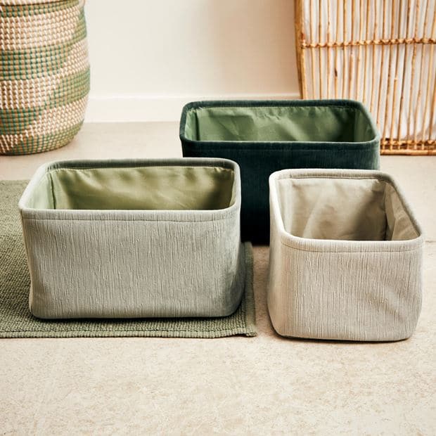 Casa VERDA Gray storage basket H 16 x W 30 x D 21 cm