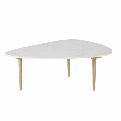 Maisons du Monde Ciottolo - Ovoid coffee table in white marble and solid mango - best price from Maltashopper.com M210164
