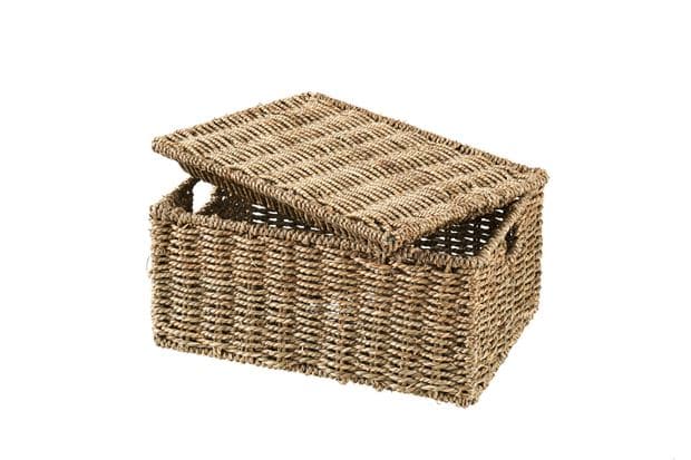 SEAGRASS Storage basket M with natural lid H 19.5 x W 36 x D 25 cm - best price from Maltashopper.com CS664412