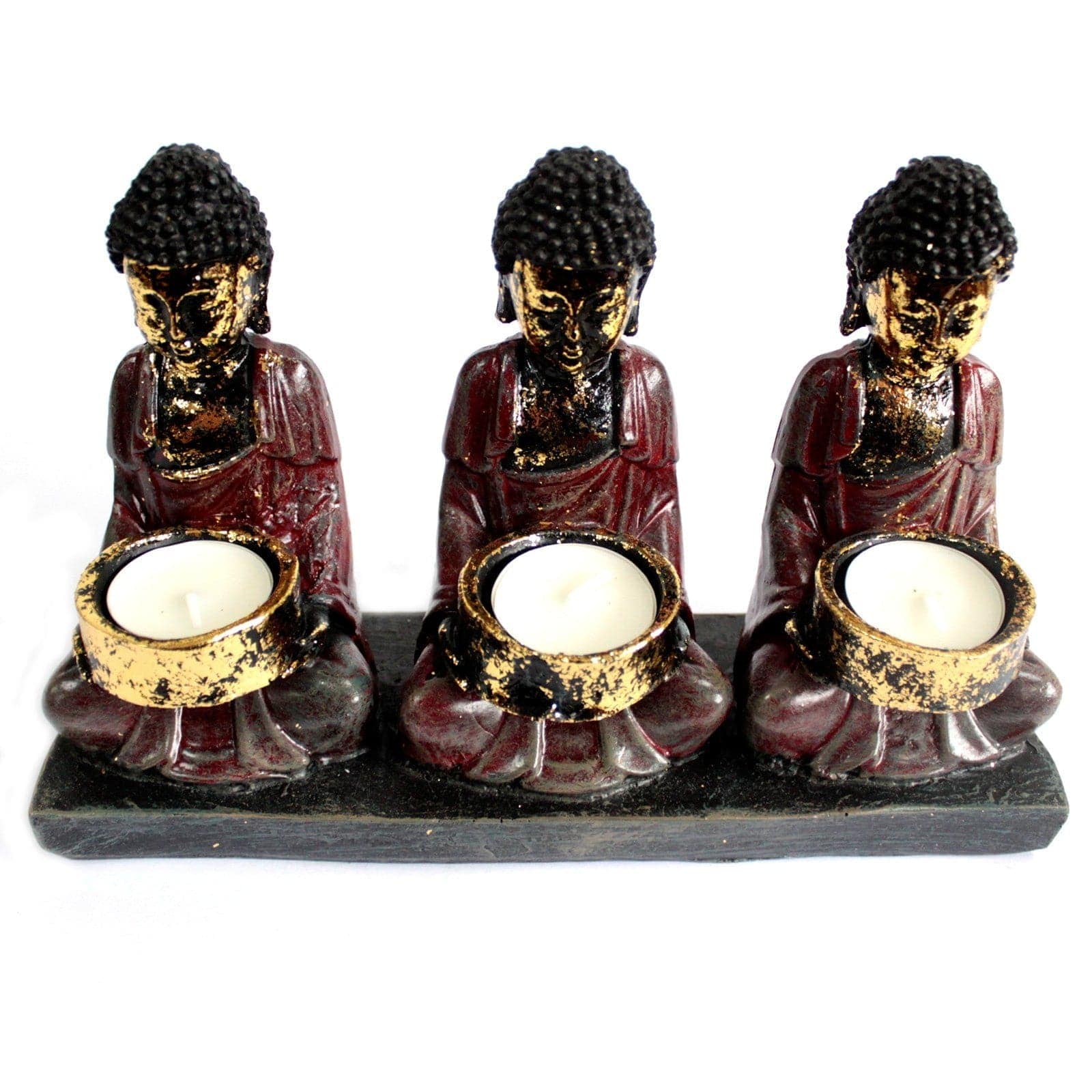 Antique Buddha - Three Devotees Candle Holder - best price from Maltashopper.com ABC-03