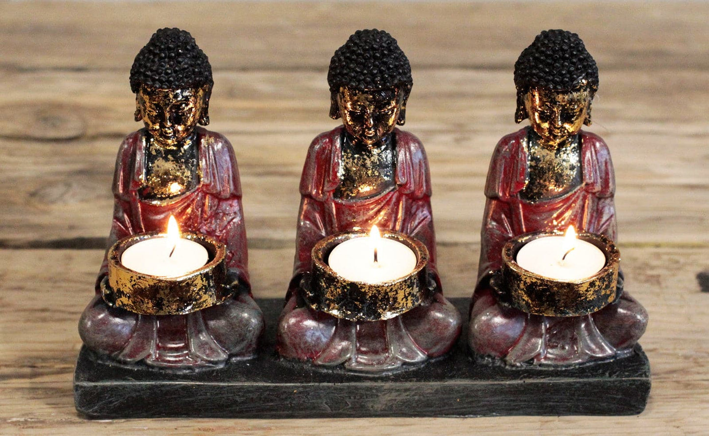 Antique Buddha - Three Devotees Candle Holder - best price from Maltashopper.com ABC-03