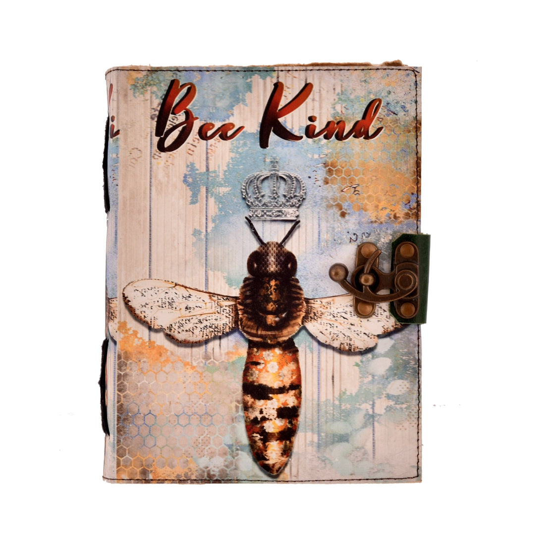 Leather "Bee Kind" Deckle-edge Notebook (7x5") - best price from Maltashopper.com LBN-23