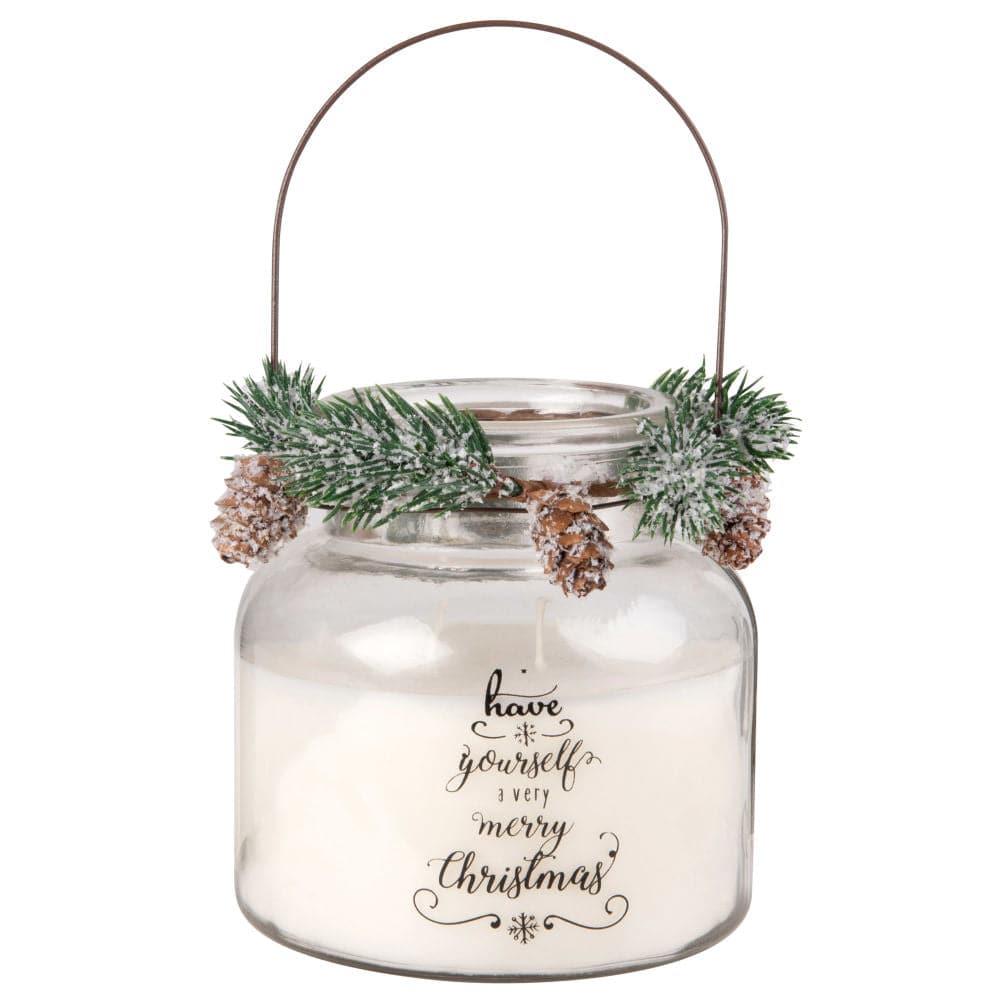 Maisons du Monde CHRISTMAS FOREST - Scented glass Christmas candle with wreath